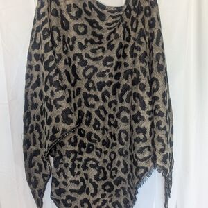 Reversible Leopard & Chevron Print Open Front Shawl scarf Wrap